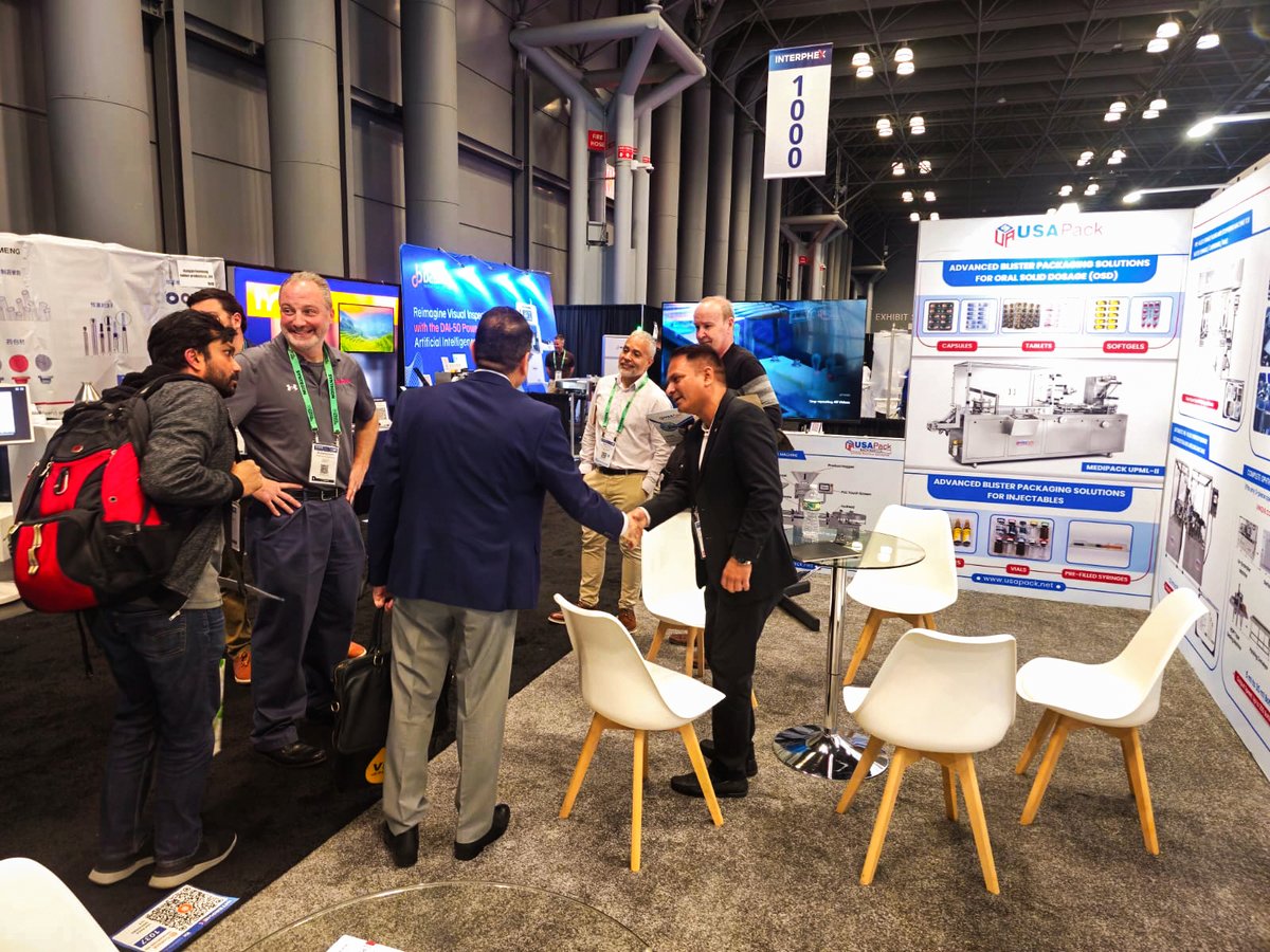 UsaPackMachines's tweet photo. Day 1 is live at INTERPHEX 2026🚀

USA Pack Machines LLC is on the floor showcasing advanced pharmaceutical processing &amp; packaging solutions.

Stand 1037 | Learn more: https://t.co/MGueirj2nb

#INTERPHEX2026 #PharmaManufacturing #PackagingInnovation #USAPackMachines @INTERPHEX https://t.co/Ro0Xs14UVg