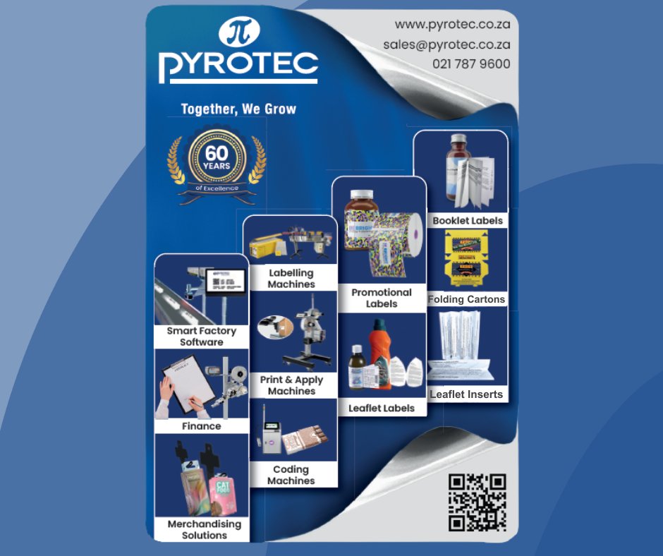 PyrotecSA's tweet image. Coding. Labelling. Booklet labels. Cartons. Inserts. Merchandising. 

Pyrotec delivers integrated packaging solutions - backed by 6 decades of experience in 2026. 

#Pyrotec #PackagingSolutions #60Years