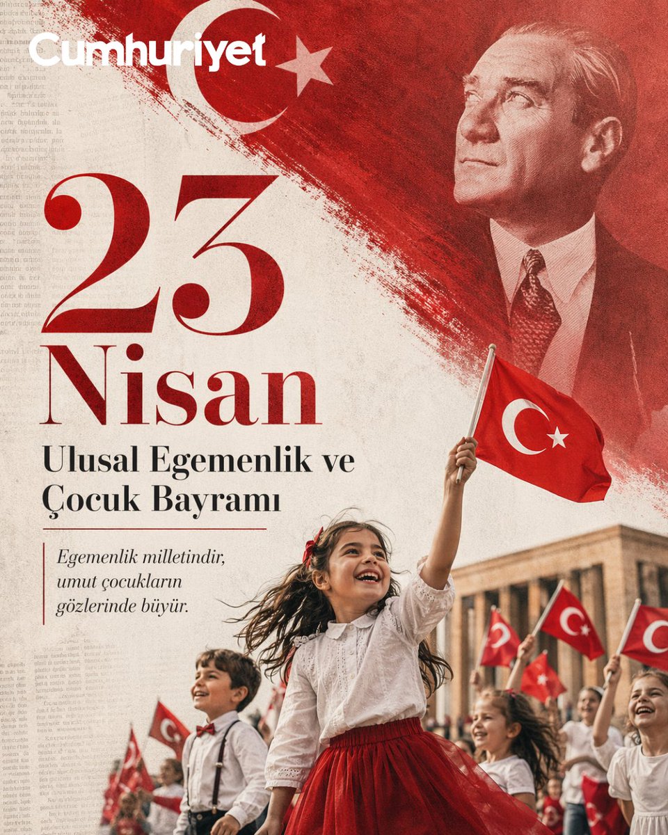 Gazi Mustafa Kemal Atatürk’ün tüm dünya çocuklarına armağan ettiği 23 Nisan Ulusal Egemenlik ve Çocuk Bayramı kutlu olsun. 🇹🇷