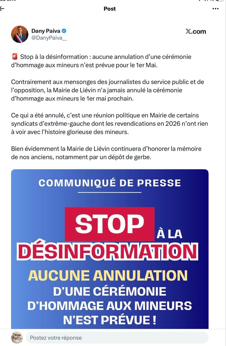 Cath_RN95's tweet image. 🚨🚨🚨🚨ALERTE FAKE🚨🚨🚨🚨

Vous mentez 

Non le maire #RN ne supprime pas l’hommage aux mineurs @DanyPaiva__ 
Pas étonnée que @libe se fourvoie dans ce fake. C’est régulier, vs vs nourrissez de fakes