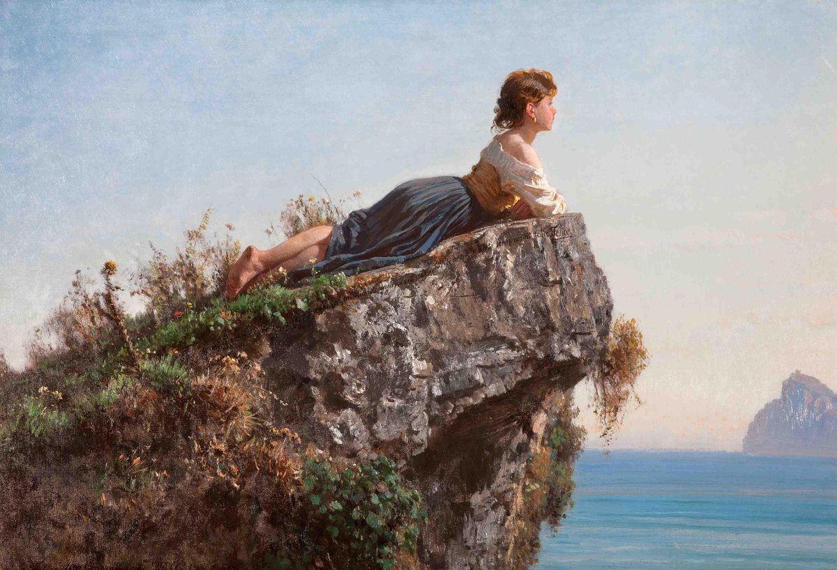 Filippo Palizzi - "Girl on the Rock in Sorrento" (1871)