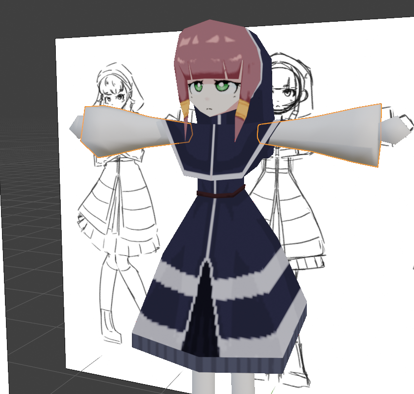 PocketSalty's tweet photo. [Day 3 on FeverDream Game Jam]
Been in modelling hell (along with a cutscene system but shhhh we don't need to see that yet) 

Here's the char so far :D (if she looks like a certain character from a certain game, NO SHE DOESN'T!) #gamedev https://t.co/46KMmLU4cp