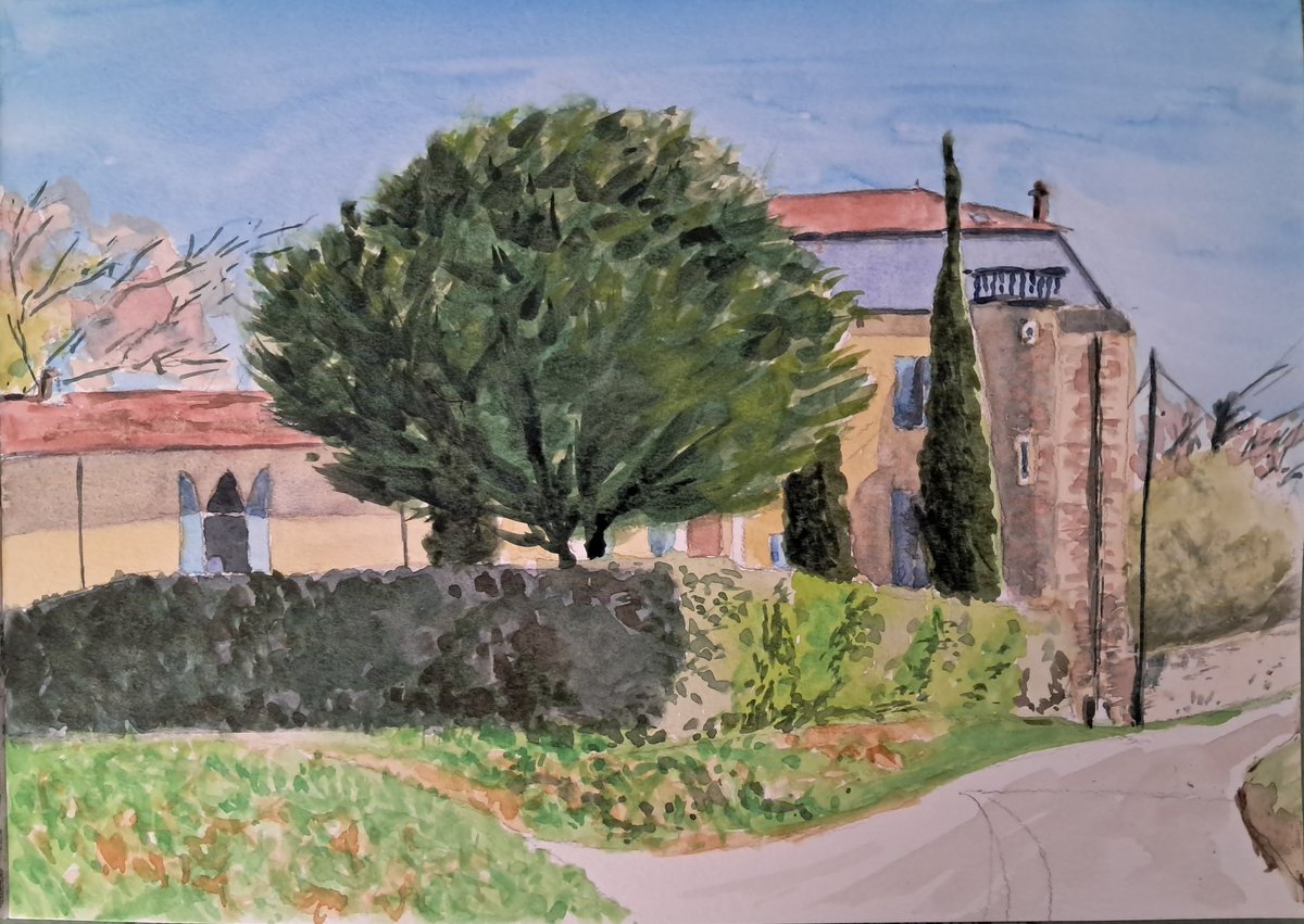 Burger99x's tweet photo. Taulignan, Drôme provençale. 
#aquarelle #watercolor #watercolorpainting #Provence https://t.co/4G4hnUlFun