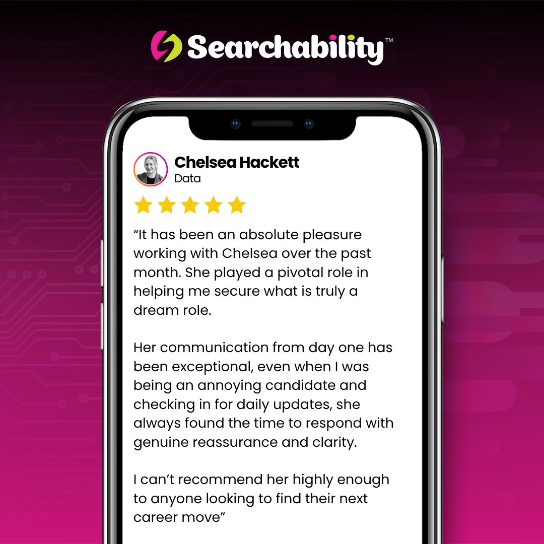 SearchabilityUK's tweet photo. Another fantastic review for Chelsea⭐⭐⭐⭐⭐

✅Communication
✅Daily updates
✅Reassurance &amp; clarity
✅Dream role secured

Well done Chelsea, and best of luck to our candidate!

#Testimonial #Review #RatedExcellent https://t.co/zC8g6YUl3K