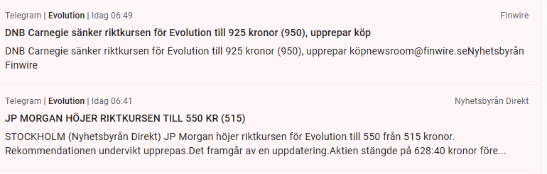 manadsloner's tweet image. Enorm skillnad i riktkurs för #Evolution
Jag tycker aktien är värd PE 15 och om vinst håller sig över 50 kr är det 750 kr som är rimlig aktiekurs. Mer om vinsten fortsätter stiga kommande åren.