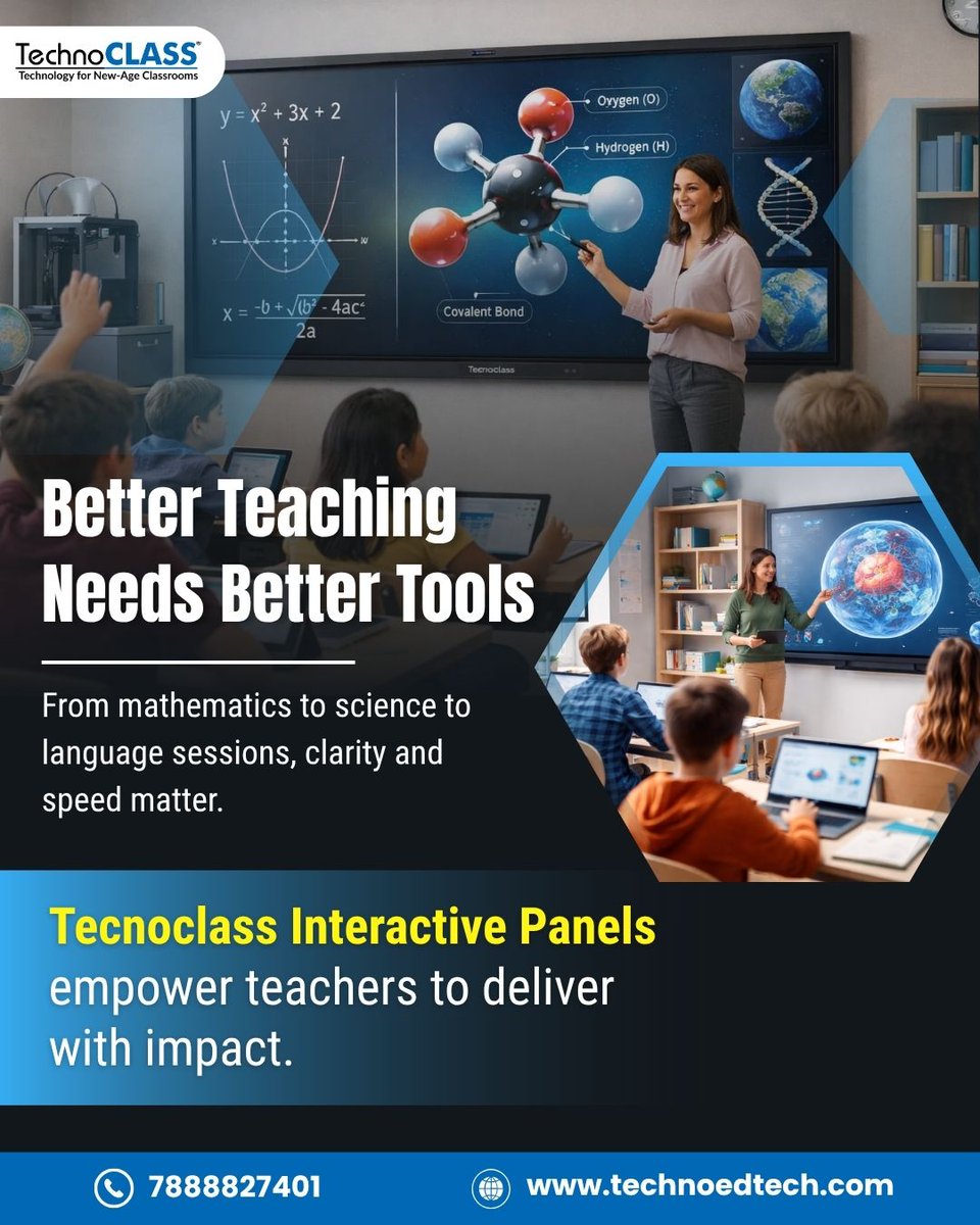 technoclass401's tweet image. Students don’t struggle with concepts, they struggle with how they’re shown.

That’s where TechnoCLASS Interactive Panels change the game—turning lessons into visuals students actually understand and remember.
#TecnoclassInteractivePanel #SmartClassroom #InteractivePanel #EdTech