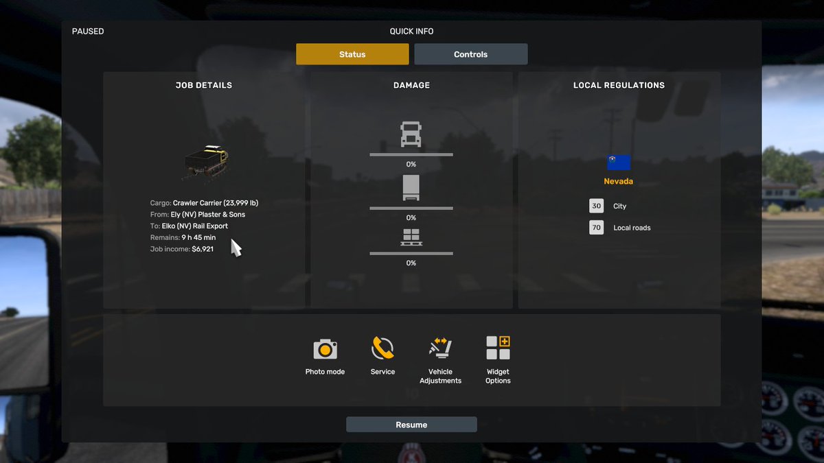 realVicTorres02's tweet image. Ely to Eiko this afternoon after taking a lunchbreak (was not mentioned in the first trip post) by taking a 23,999 lb Crawler Carrier in a Kenworth NG T680. 🚛

@SCSsoftware
#AmericanTruckSimulator
#ATS
#BestCommunityEver
(Part 1)