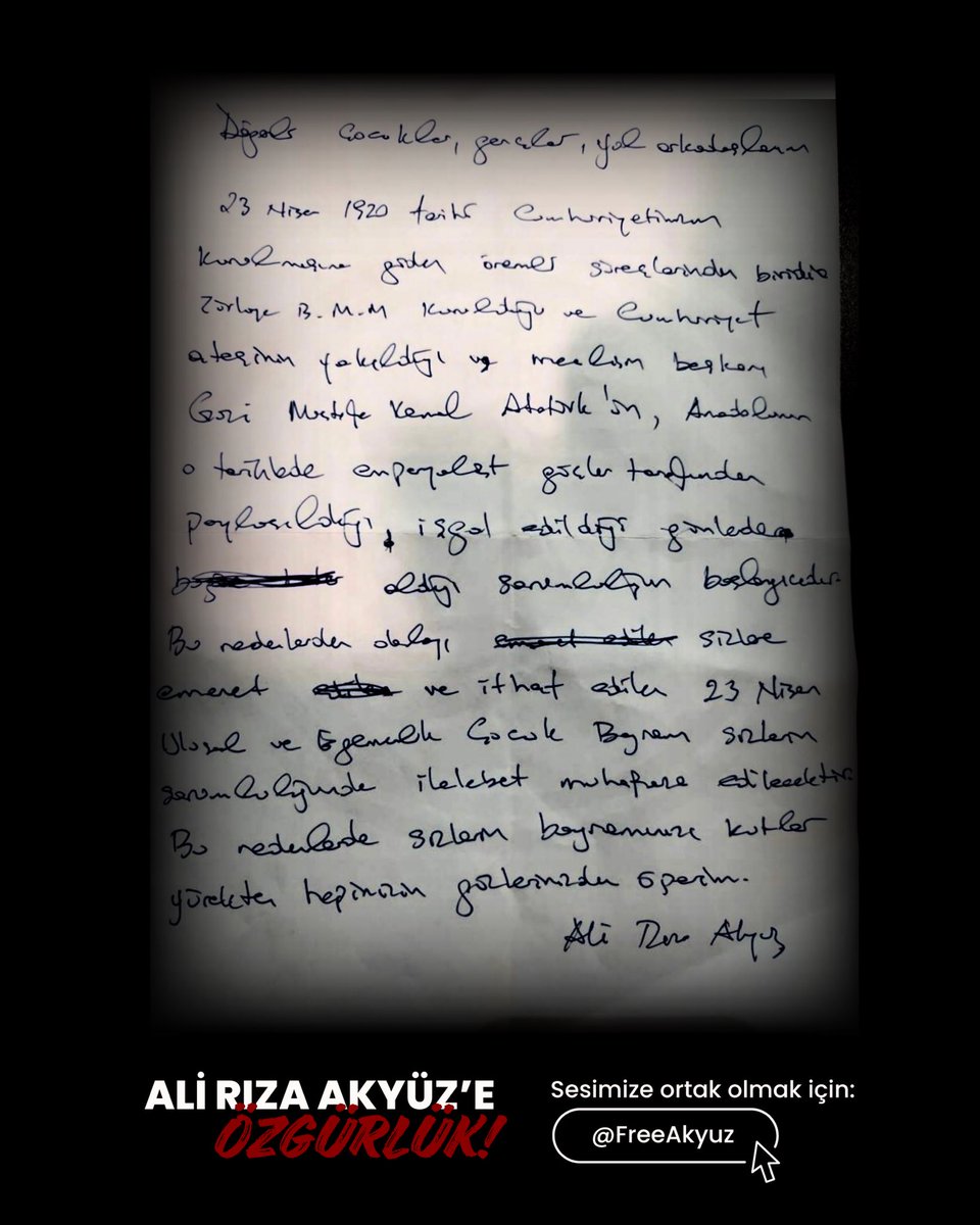 freeakyuz's tweet photo. Başkanımızdan 23 Nisan mesajı var!

23 Nisan Ulusal Egemenlik ve Çocuk Bayramı kutlu olsun! 🇹🇷

#AliRızaAkyüz https://t.co/QE35QkpDWs