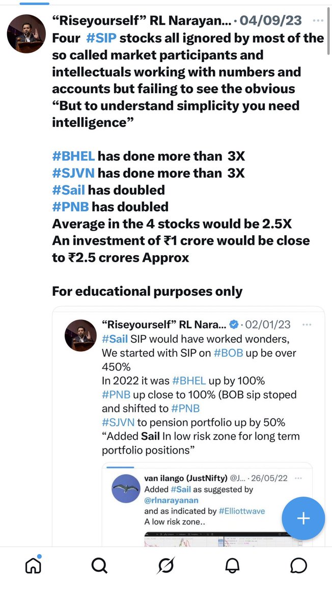 rlnarayanan's tweet image. Buy #Sail
buy #BHEL 

What happened 

#BHEl 9X compounding from where we started 
In SIP mode for ₹40,000 investment monthly ₹40 lakhs in value today including capital 
Absolute return of 175% 

Sail was both bulk investment &amp;amp; SIP 
Started at ₹68 is now at ₹176 + dividends