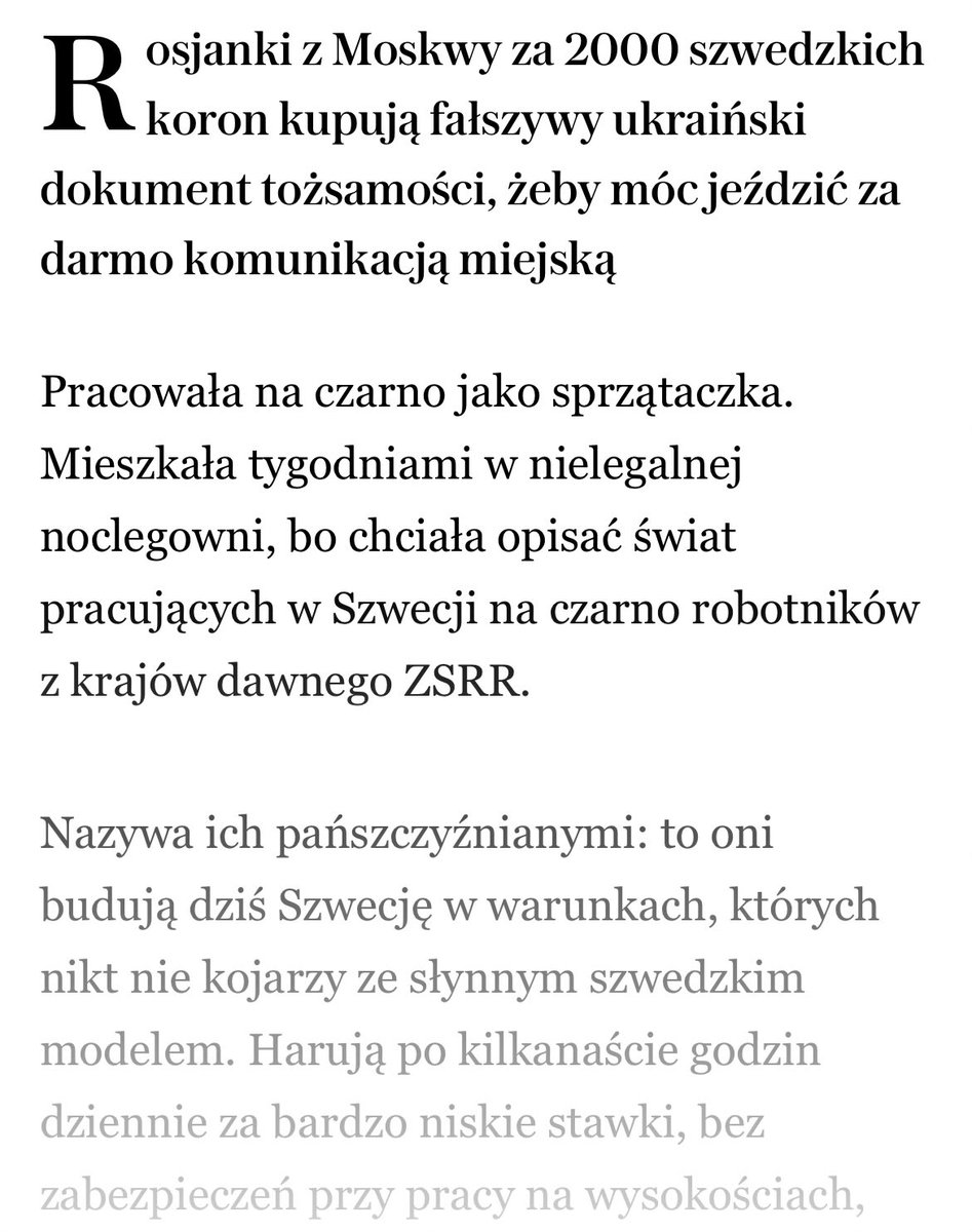 KrisDobs's tweet photo. Jest bardzo dobry artykuł o tym pod tytułem: “Zawsze miałam przemyślaną drogę ucieczki. Pokazała Szwedom, kto sprząta i remontuje ich wille” K. Tubylewicz w Wyborczej o tym jak R O Z J E B A N Y jest 🇸🇪 rynek pracy. To skutki niszczenia socjaldemokratycznego ładu od lat 90tych. https://t.co/4beTsEH8Wf