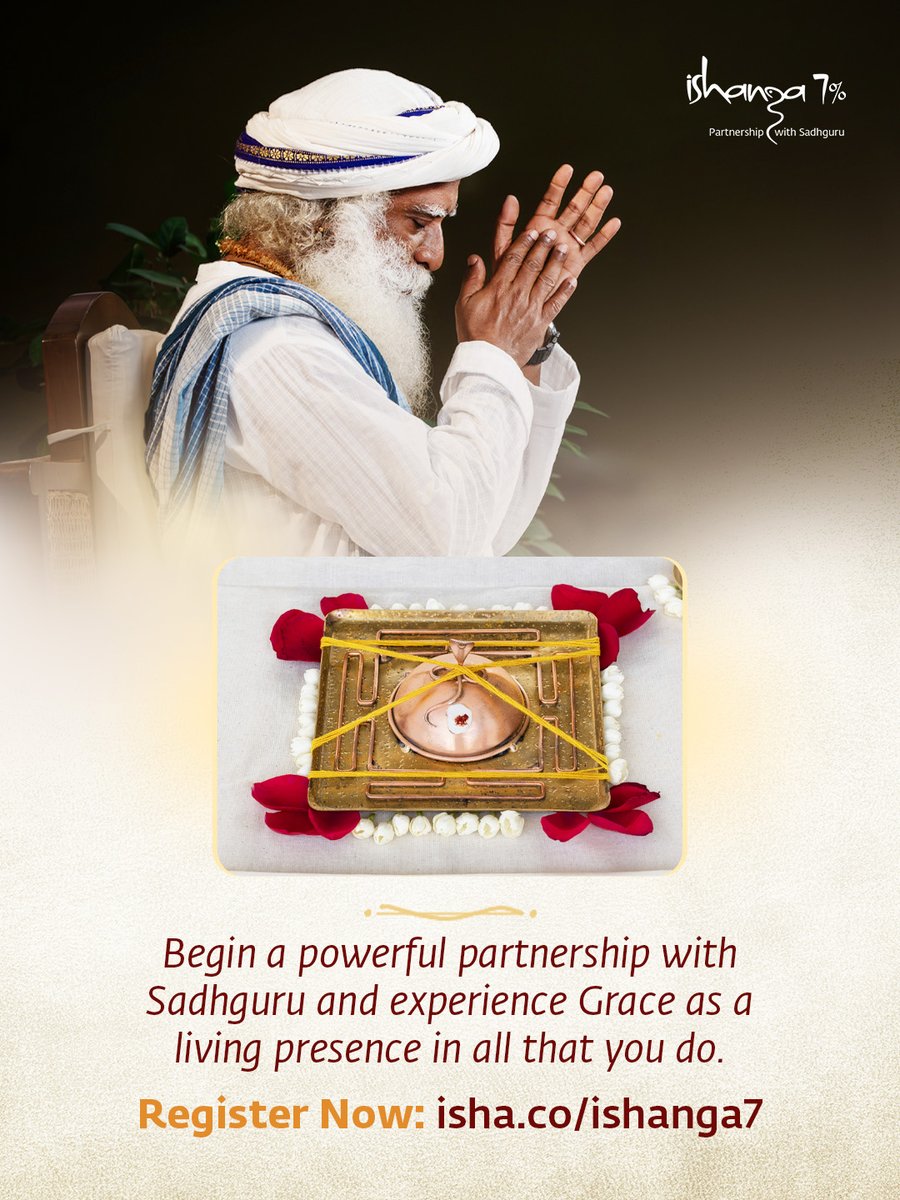 ishafoundation's tweet image. Become an Ishanga partner and begin a powerful partnership with Sadhguru, making Grace a living presence in all that you do.

Register now: isha.co/ishanga7