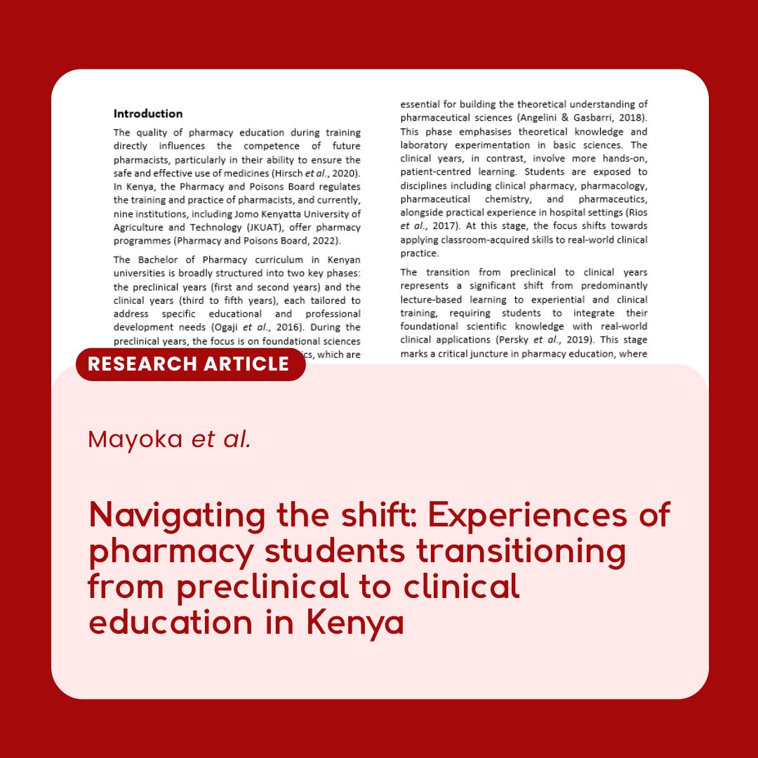 PharmEdjournal's tweet photo. Pharmacy students encounter significant challenges when transitioning to clinical years, suggesting an urgent need to strengthen support systems to enhance adaptability and academic success. https://t.co/oxntBXOV0q
#publishwithPEJ #PharmEd #PEJ https://t.co/mmOGjtGRld