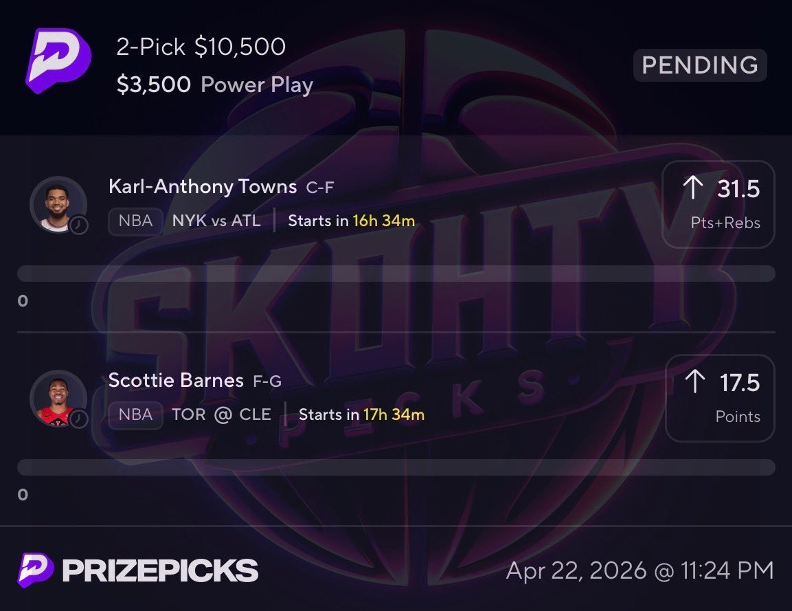 SkohtyDFS's tweet image. NBA🏀 2 MAN LOCK🔒💰if this parlay cashes I will cashapp one person that likes this tweet $200. Must like to enter good luck 🚀 ❤️ if tailing ! 

#PrizePicks ⬇️⬇️  #NBA