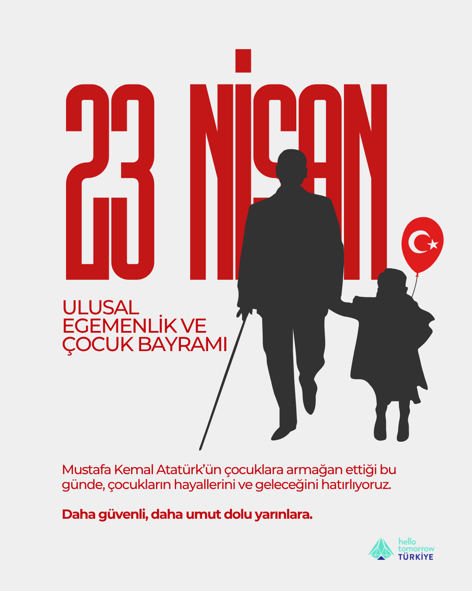 hellotomorrowtr's tweet photo. Mustafa Kemal Atatürk’ün çocuklara armağan ettiği bu günde, çocukların hayallerini ve geleceğini hatırlıyoruz. Daha güvenli, daha umut dolu yarınlara.

23 Nisan Ulusal Egemenlik ve Çocuk Bayramı Kutlu Olsun #23Nisan https://t.co/L1RGuHLIcW