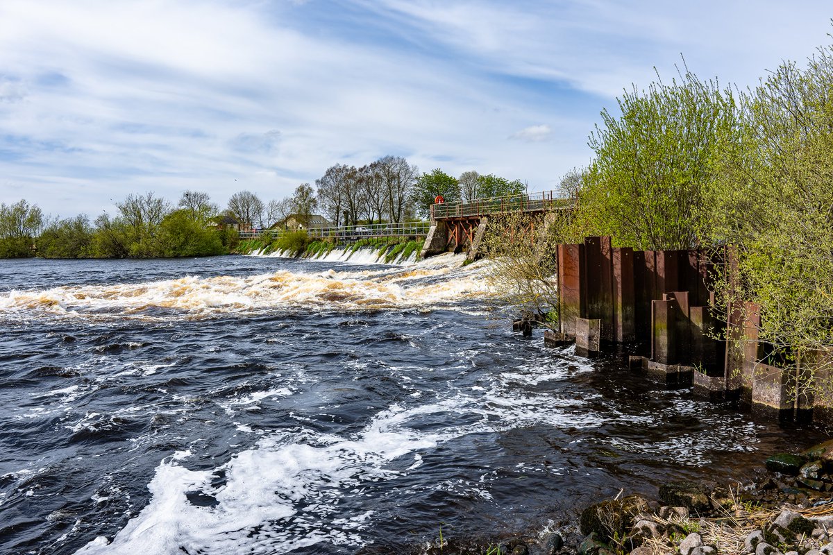 EcofactEcology's tweet photo. Termonbarry weir on the upper River Shannon yesterday. A "temporary" fish pass was installed here 25 years ago. This fish pass does not work and fish migration remains blocked at this site. None of the dams and weirs along the River Shannon have adequate fish passes. https://t.co/UpPCnfqm9a