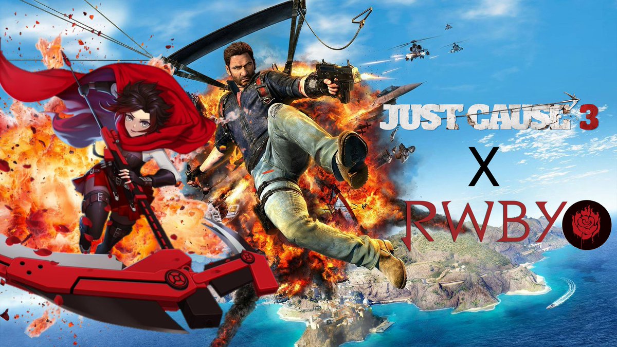 kiryuu06's tweet image. And BOOM!, a pretty good cover for this little crossover I do say!, alot of possibilities here!, how do yall like it??? :&amp;gt;

Ruby image goes to WB51417 on DeviantArt

And the spray paint emblem goes to a_bit_of_sketch on Artpal! 

#Rwby #Justcause #Justcause3 #Parody