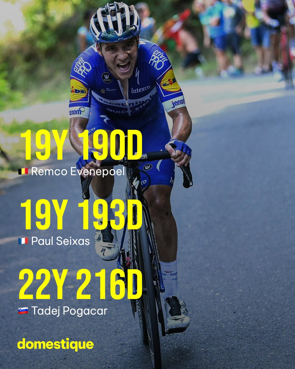Domestique___'s tweet photo. 🇫🇷 Paul Seixas is a remarkably young winner of a one day WorldTour race, though still not younger than 🇧🇪 Remco Evenepoel 😉 https://t.co/POeAnTNLAj