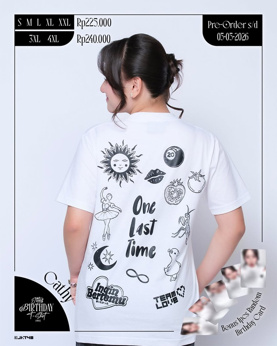 GIVEAWAY LAST BIRTHDAY TSHIRT CATHY

SYARAT : 
- FOLLOW &amp; LIKE.
- RT POST INI &amp; POST YG DI PIN.
- REPLY TERSERAH GUYS.

GIVEAWAY DIUMUMKAN BESOK TANGGAL 26 APRIL.