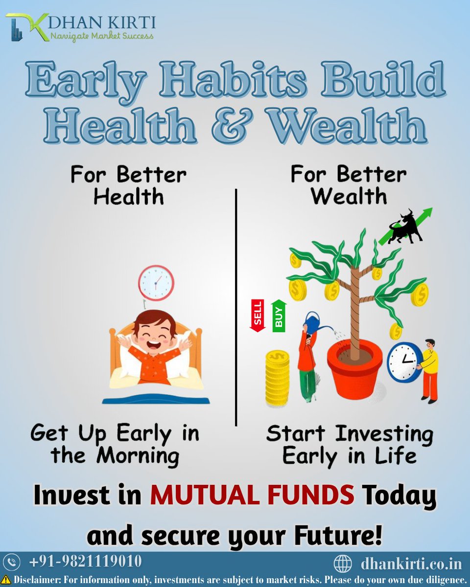 DhankirtiW's tweet image. Discipline isn’t just for your body… it’s for your money too. 💪💰
Wake up early for your health,
Invest early for your wealth.

The sooner you start, the bigger your future grows. 🌱📈

#MutualFunds #InvestSmart #WealthCreation #FinancialFreedom #EarlyInvesting #MoneyGrowth