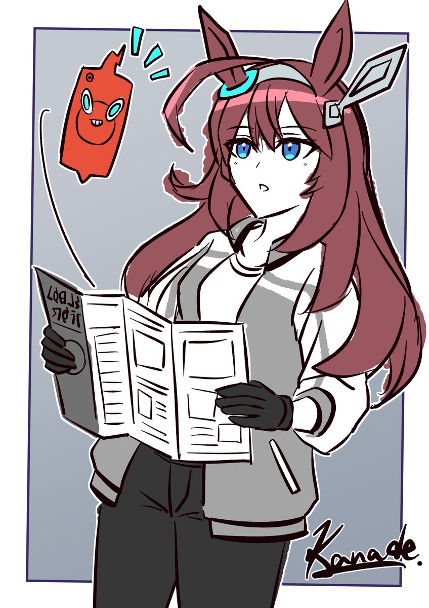 Kanade20207's tweet image. 【Mihono Bourbon &amp;amp; Rotom】
She got a smartphone and home appliances that wouldn’t break if she touched them.
#Umamusume #Pokemon #Crossover