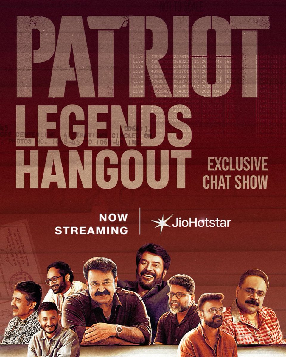 QuereshiAbraam's tweet photo. Patriot Legends Hangout.

Patriot Exclusive Chat Show now streaming on JioHotstar.

#JioHotstar #JioHotstarMalayalam #ChatShow #Patriot https://t.co/AWrIsOIyzH