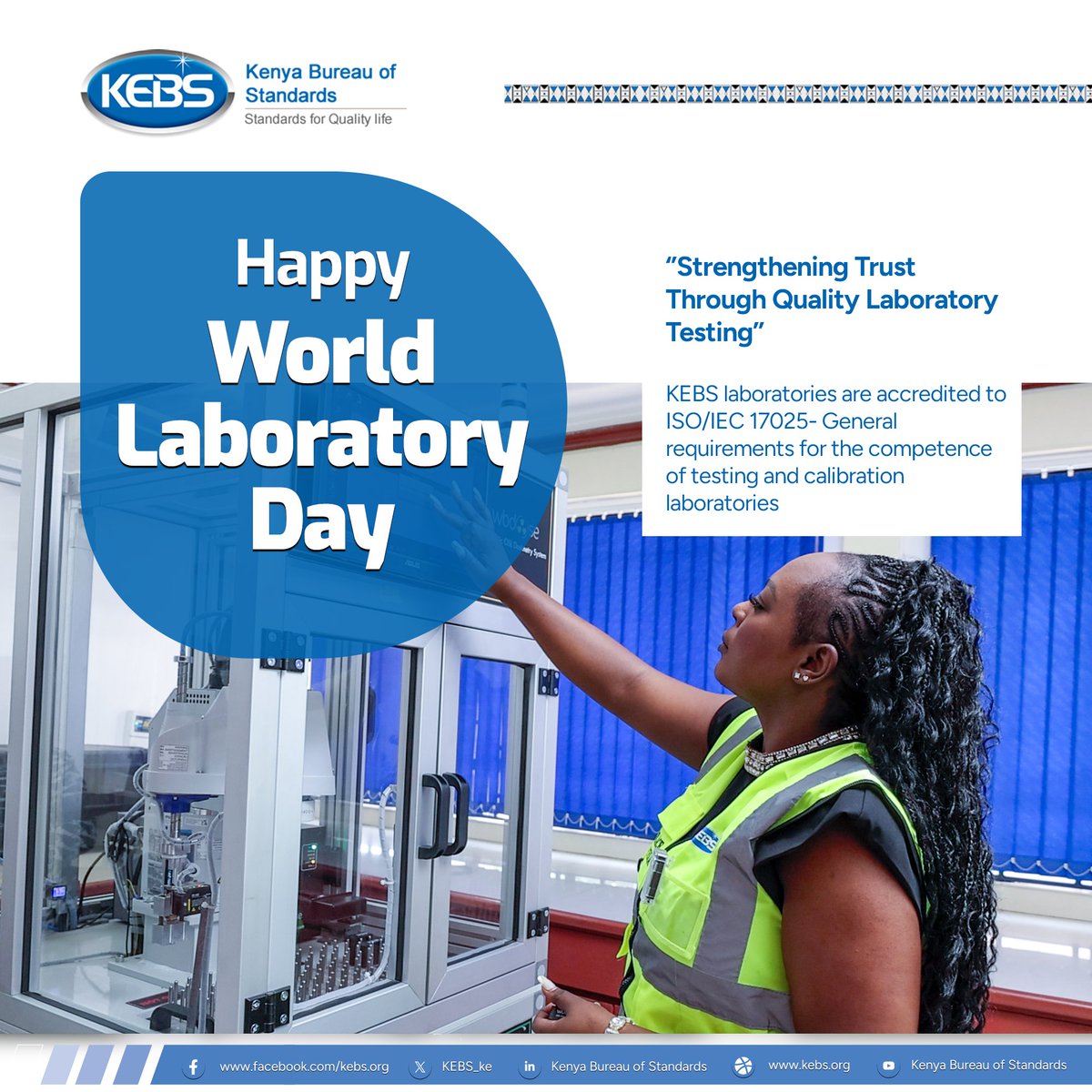 KEBS_ke's tweet image. This World Laboratory Day, we celebrate the science, expertise and precision that underpin trusted standards.
#WorldLaboratoryDay #QualityYouCanTrust #StandardsforQualityLife^ RN