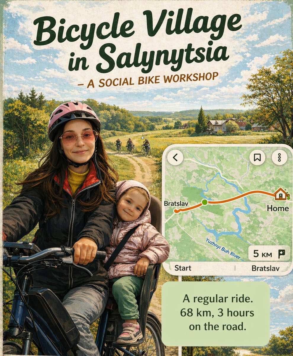 gen_ukraine's tweet photo. 🌿 One bicycle is just the beginning. What matters most comes after.

A few years ago, our friends from Denmark donated used bicycles to Ukrainian communities. But the story didn’t end with the handover. In many ways, that was where it truly began.

In the village of Salyntsi, a social workshop called “VeloSelo” emerged — an initiative created by internally displaced people with the support of GEN Ukraine. It has grown into a space for mobility, mutual support, and hands-on learning, where a bicycle becomes part of a resilient way of life.

Here, bicycles are repaired, restored, reinforced, and adapted to rural conditions. Some are even transformed into e-bikes. What was once second-hand equipment gains a new life — and everyday purpose.

One of these bicycles now supports Viktoriia Makhinko in her daily routine.

Her route is simple but demanding: home, kindergarten, work, back home, kindergarten again, and the evening return. More than 68 kilometers a day. Around three hours in motion.

No car.
No fuel expenses.
No exhaustion from long distances.
With an e-bike, Viktoriia can balance childcare, work, and community life. For some, it’s just a bicycle. For her, it’s real freedom of movement and a daily foundation of stability.
This is what real support looks like: not a one-time donation, but a solution that works for years and transforms everyday life.

We are now exploring the idea of installing trackers on our bicycles to better understand our mobility patterns in real time — trips made, distances covered, time in motion, and the emissions avoided by choosing bicycles over cars. This would allow us to build a shared dataset and demonstrate sustainable mobility through real, verifiable impact.

The next step we are considering is the tokenization of these mobility routes and their carbon impact through a Proof of Action model — potentially with mentorship from @CeloPublicGoods. This could connect everyday actions — like riding a bike instead of driving — with measurable climate value, creating a new layer of incentives and recognition for low-carbon behavior.

We are deeply grateful to our Danish friends and partners for their trust and support — and for contributing to changes that continue moving forward. 🌍🚲

#GENUkraine #SpacesOfUnity #VeloSelo #Ecovillages #Mobility #Resilience #GreenRecovery #ReFi #ProofOfAction