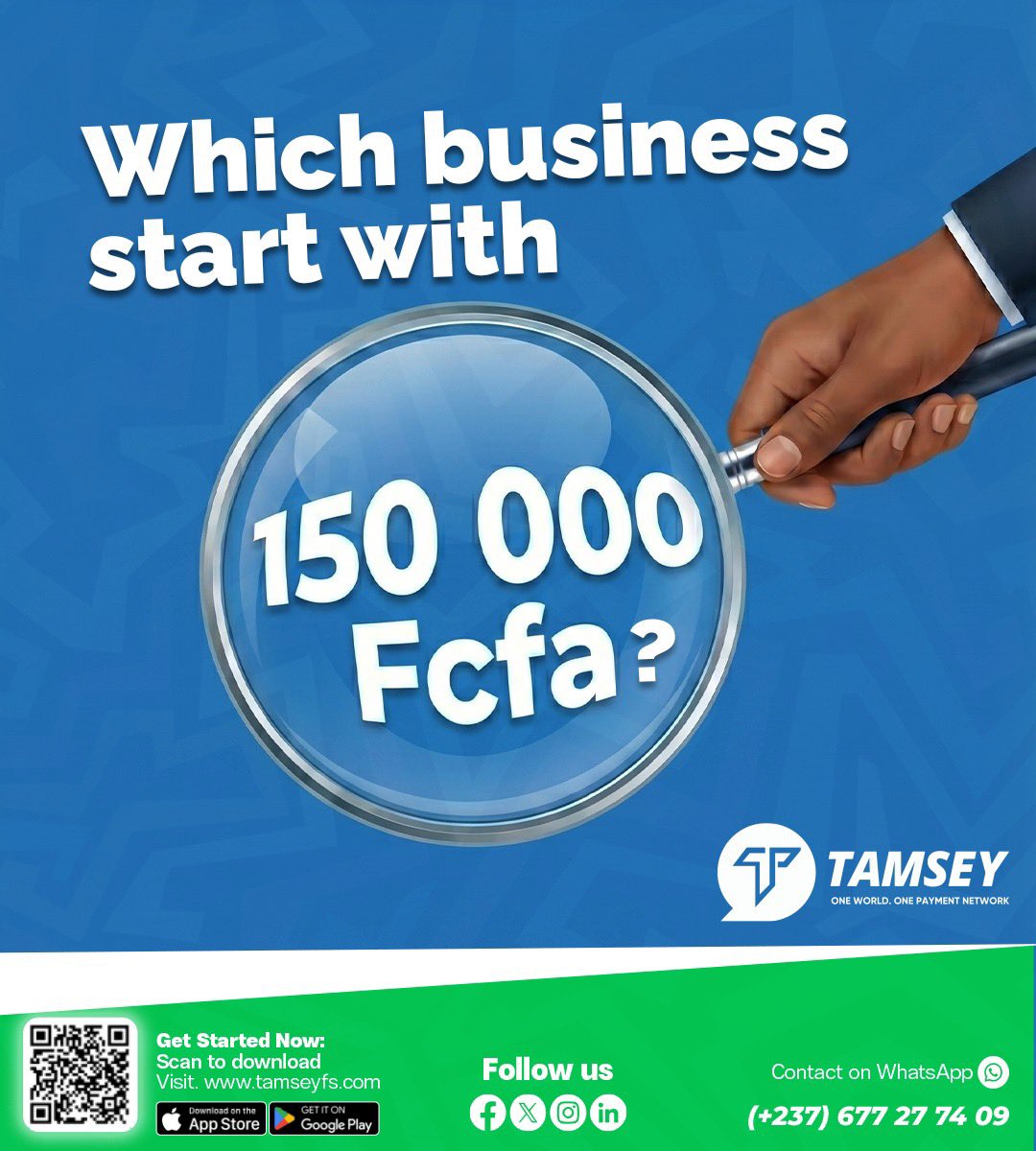 tamseyfs's tweet image. Nous avons besoin de votre avis sur ce sujet.📍
Si on vous donne 150000F, quel business mettriez-vous sur pied ?🤔
______
We’d like to hear your thoughts on this.📍
If you received 150,000 francs, what business would you set up ?🤔

#Tamsey #DigitalPayments #mobilepayments