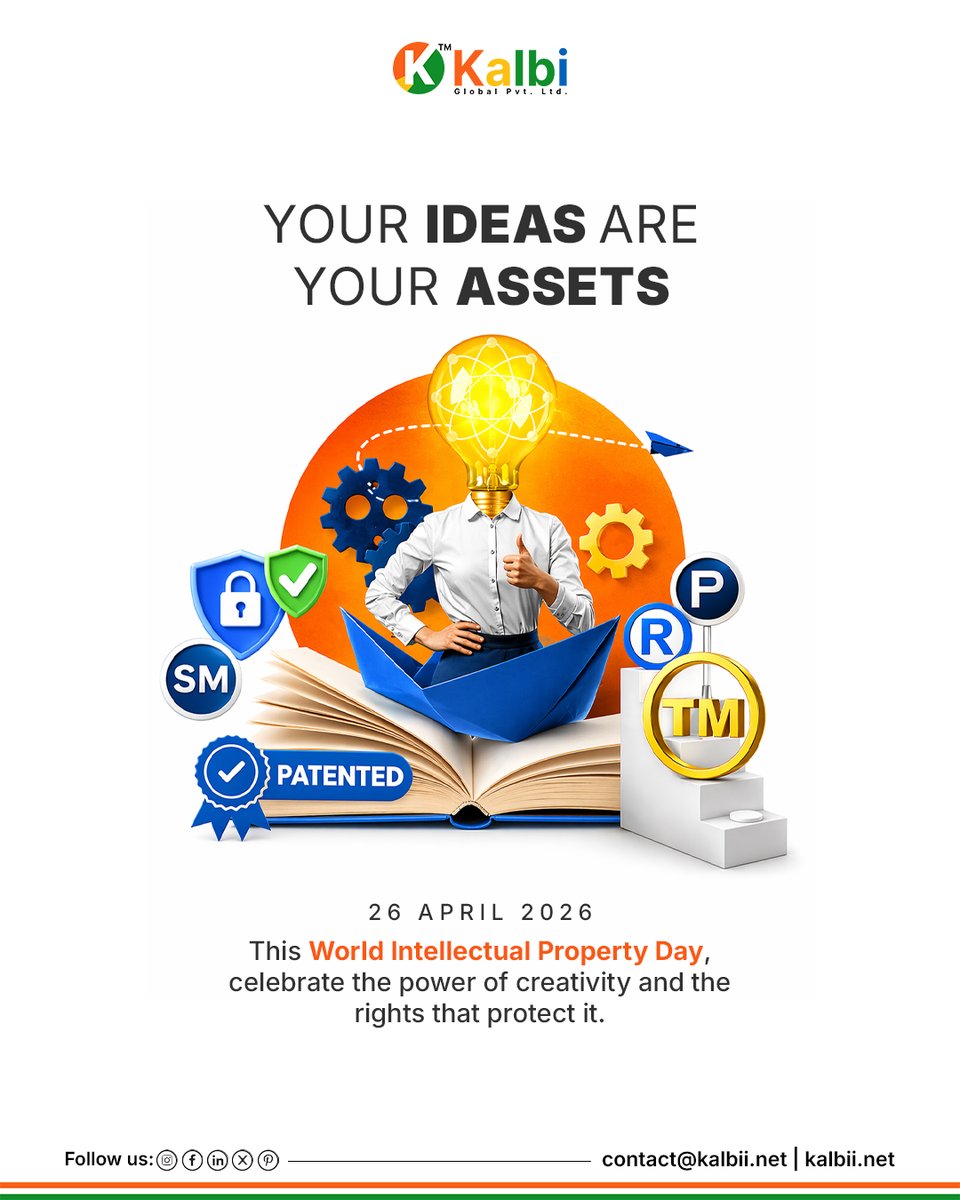 Kalbiiglobal's tweet photo. Aapka brand sirf naam nahi hai…
Woh aapki identity, trust aur positioning hai.
Aur yeh sab aata hai intellectual property se.
Agar seriously grow karna hai,
toh apni IP ko secure karna zaroori hai.
#WorldIPDay #BrandIdentity #BusinessAssets #GrowthStrategy #KalbiiGlobal https://t.co/UqMzxGBwXD