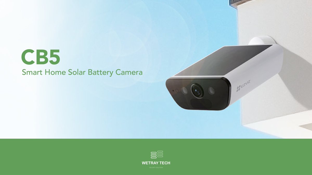 WetrayT's tweet photo. If you hate charging devices, this one’s for you. The CB5 uses solar power and records in crisp 4K, so you can just set it up and let it run.☀️

#EZVIZ #SolarPowered #HomeSecurity https://t.co/MladV5PaZh
