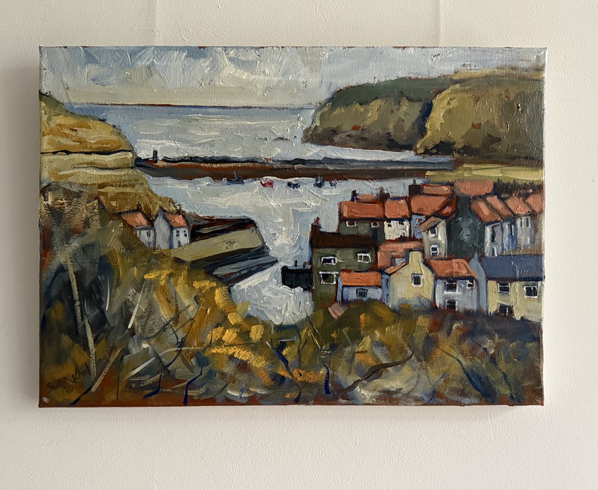staithesartist's tweet image. My Heart Misses A Beat is one of my favourite #paintings in my #openstudio as part of #openupsheffield It says everything I love about #Staithes. #oils