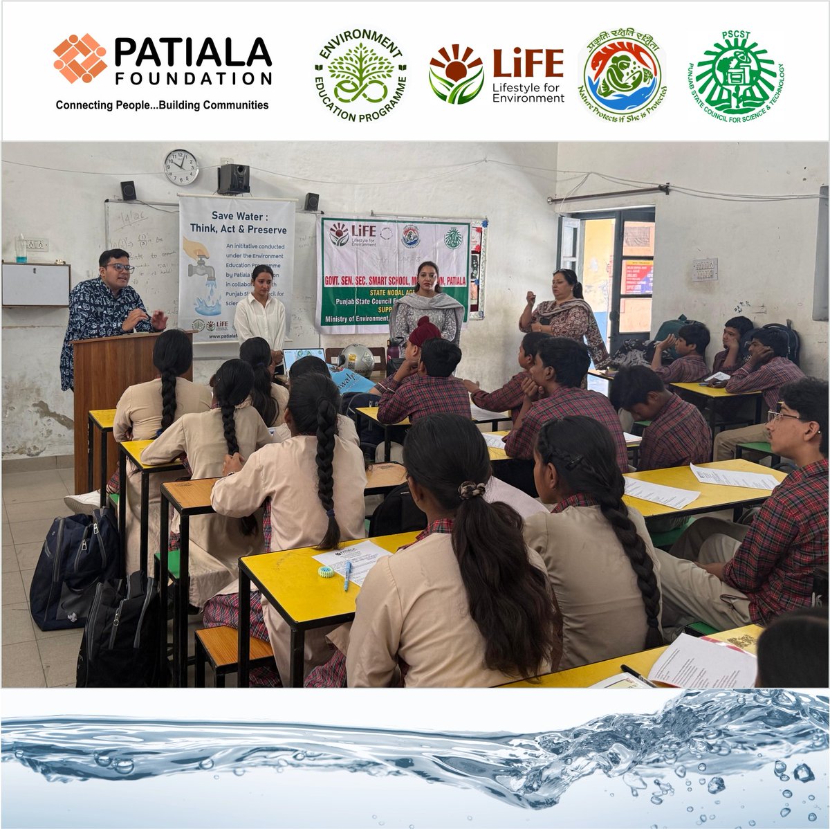ptafoundation's tweet photo. Proud to conduct our 4th “Save Water: Think, Act, Preserve” workshop at GSSS Model Town, Patiala under #ProjectPRITHVI.In collaboration with @moefcc @PSCST_GoP @PbGovtIndia, empowering young minds for sustainable water practices 
#SDG6 #CleanWater #SaveWater #MissionLiFE https://t.co/c34eIC62H4