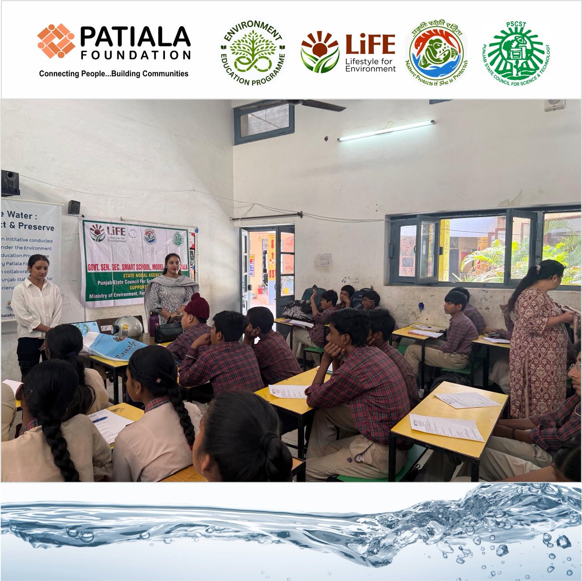 ptafoundation's tweet photo. Proud to conduct our 4th “Save Water: Think, Act, Preserve” workshop at GSSS Model Town, Patiala under #ProjectPRITHVI.In collaboration with @moefcc @PSCST_GoP @PbGovtIndia, empowering young minds for sustainable water practices 
#SDG6 #CleanWater #SaveWater #MissionLiFE https://t.co/c34eIC62H4