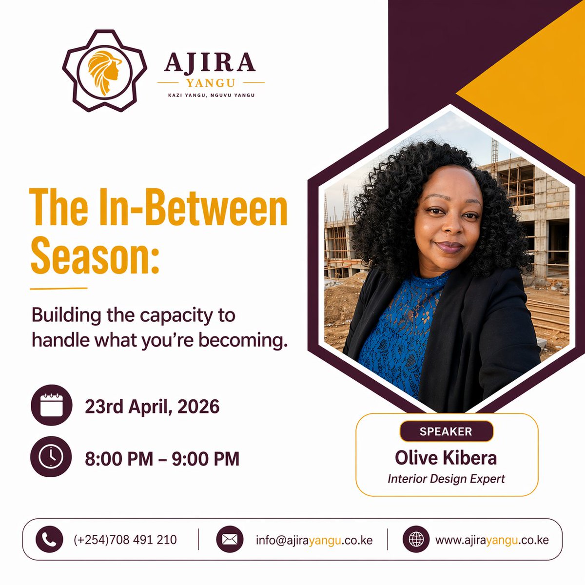 AjiraYanguKe's tweet image. Not where you were. Not yet where you’re going.
That’s the in-between, where growth happens.

Join us this Thursday: Building the capacity to handle what you’re becoming.

Register: forms.gle/jgPESMVfCj49Hh…
🔗 Meeting: calendar.app.google/wnLtKKgvrzsndJ…

#WomenInConstruction #GrowthJourney