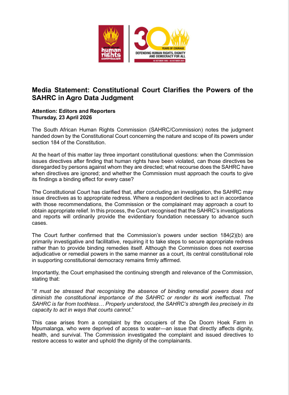 SAHRCommission tweet media