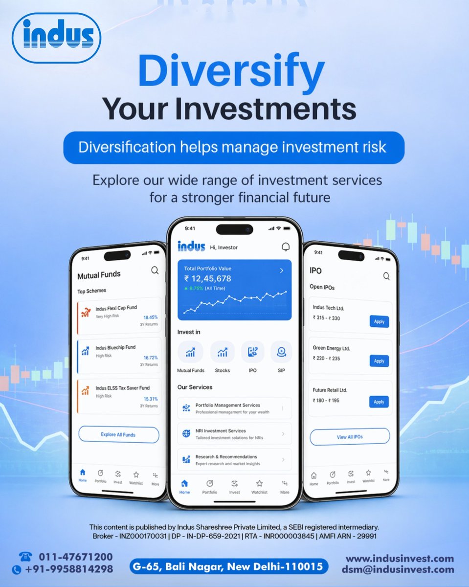 InvestIndus's tweet image. Invest smart. Diversify better 📊
All-in-one investment platform.
indusinvest.com
.
.
#IndusInvest #SmartInvesting #Diversify #WealthGrowth #IPO #MutualFunds #StockMarket #InvestSmart