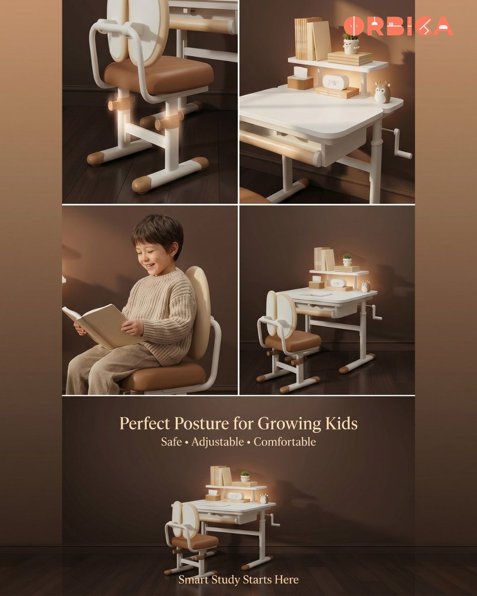 orbica_in's tweet image. Good posture starts young.
Give your child a study setup that supports comfort, focus, and healthy growth.
#Orbica #ErgonomicDesign #KidsFurniture #StudySetup #ParentingTips