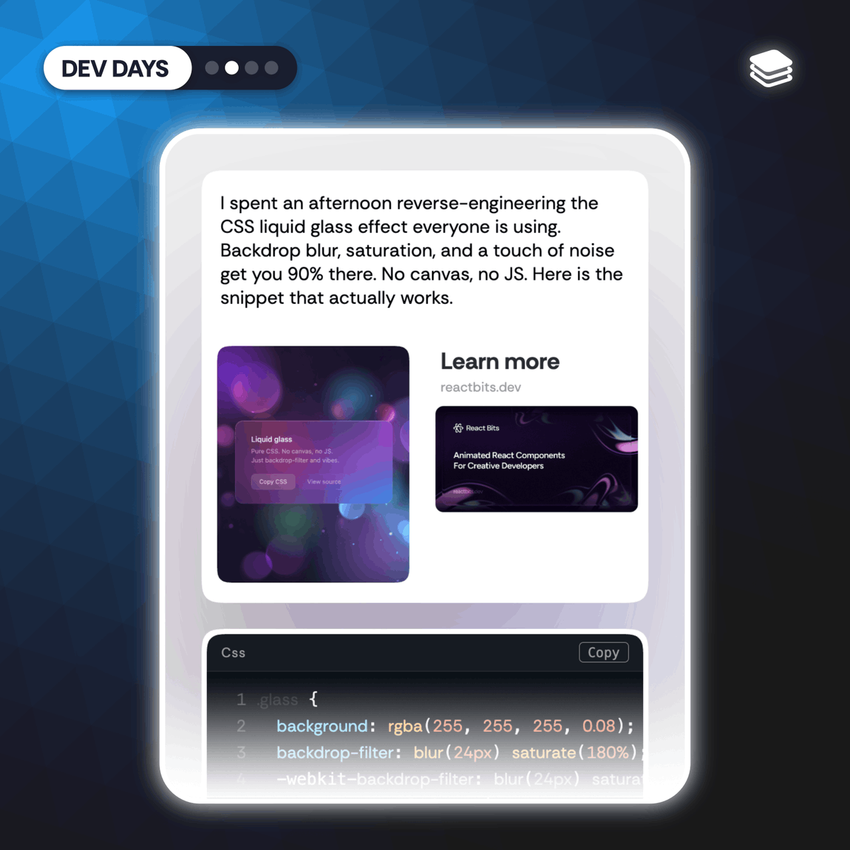 slatesource's tweet image. 🧩 CODE chip. IMAGE chip. LINK chip. INFO chip.

Four chips. One project page. That is your developer portfolio. Show the code, show the screenshot, link the demo, explain the why. Everything in one readable place, shared with a single link.

#DeveloperPortfolio #TechCreators