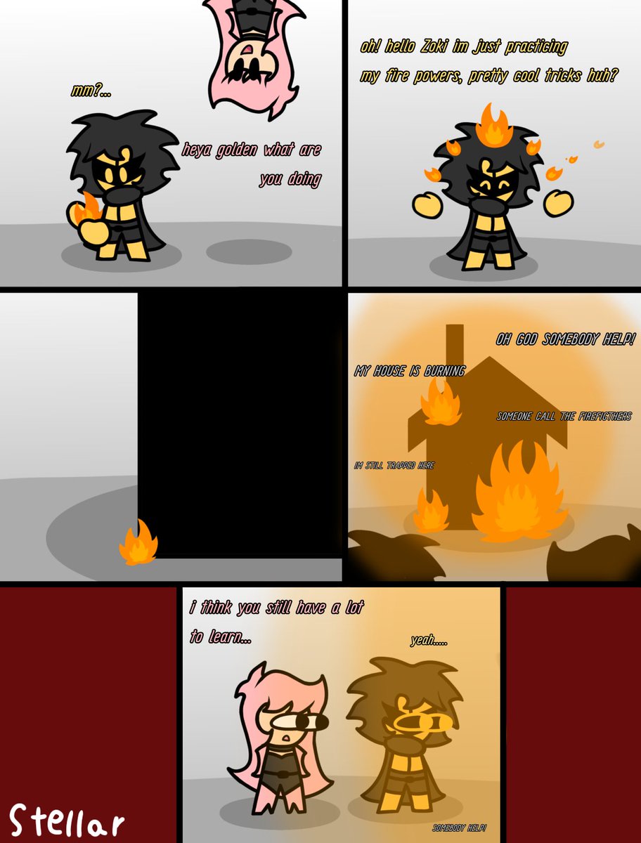 en_golden's tweet image. Fire powers training goes wrong

#comic #oc