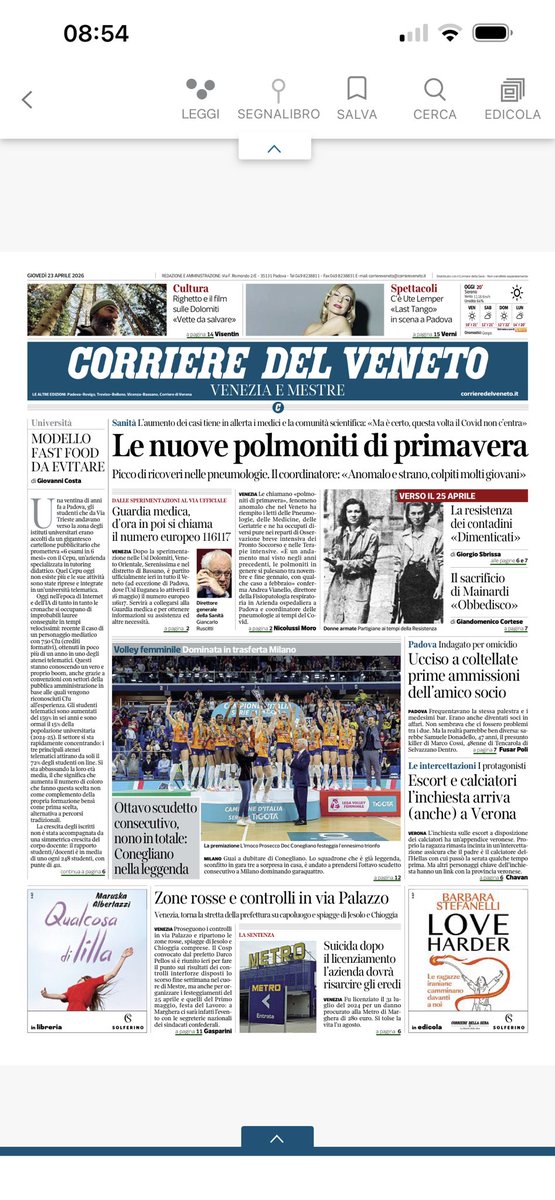 alerussello's tweet image. #Buongiorno con il #Corriere. Il giornale in edicola e sul digitale #Veneto