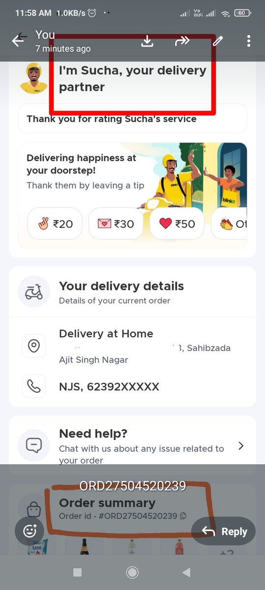 blinkitCOMPLAIN's tweet photo. Prepaid order ORD27504520239-items thrown on ground. When customer refuses to accept, delivery person Sucha marks order 'delivered' n leaves.
@albinder hire delivery staff in Mohali who value jobs rather than wealthy farmers who deliver for drug money.
@blinkitcares @letsblinkit https://t.co/HB2x5EA3RW