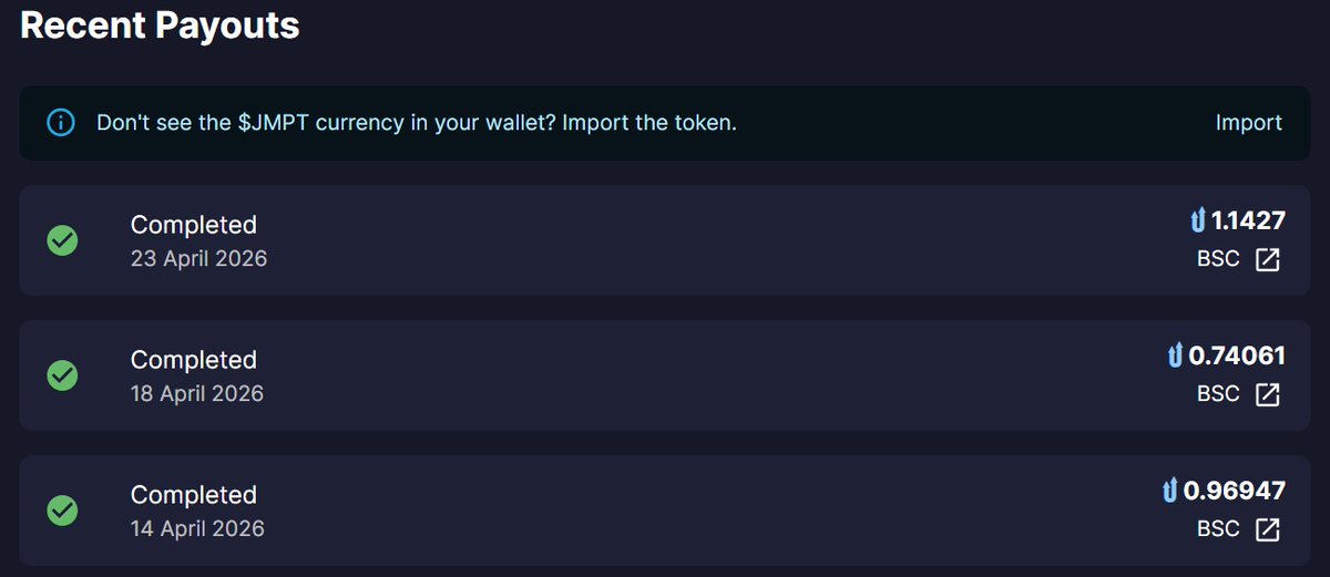 JakMonitor's tweet image. ⓅⒶⓎⒾⓃⒼ
Another instant withdrawal received from HoneyGain.
Let your computer/phone mine Satoshi or JumpTokens for you on the background.
join.honeygain.com/ADMIN0A934

#joinjakob #honeygain #bees #sidehustle #mining #satoshis #jmpt #jumptokens #workfromhome #secondincome