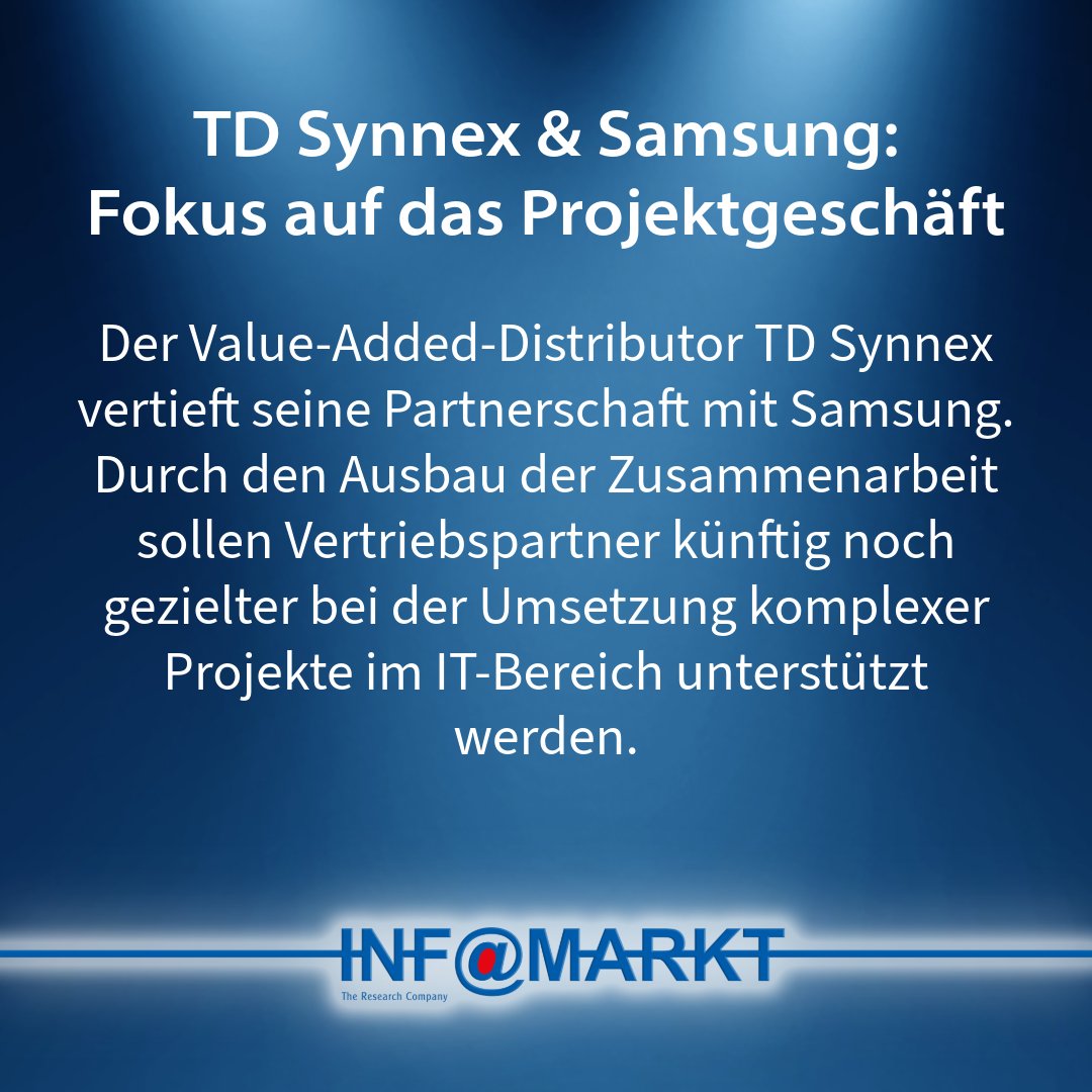 infomarkt_news's tweet image. TD Synnex und Samsung forcieren Projektgeschäft: Ausbau der Partnerschaft soll Vertriebspartner gezielter bei IT-Projekten unterstützen. 🤝📈

Details in Ausgabe 10/2026: 🔗 infomarkt.de 

#TDSynnex #Samsung #ITK #Distribution #Infomarkt