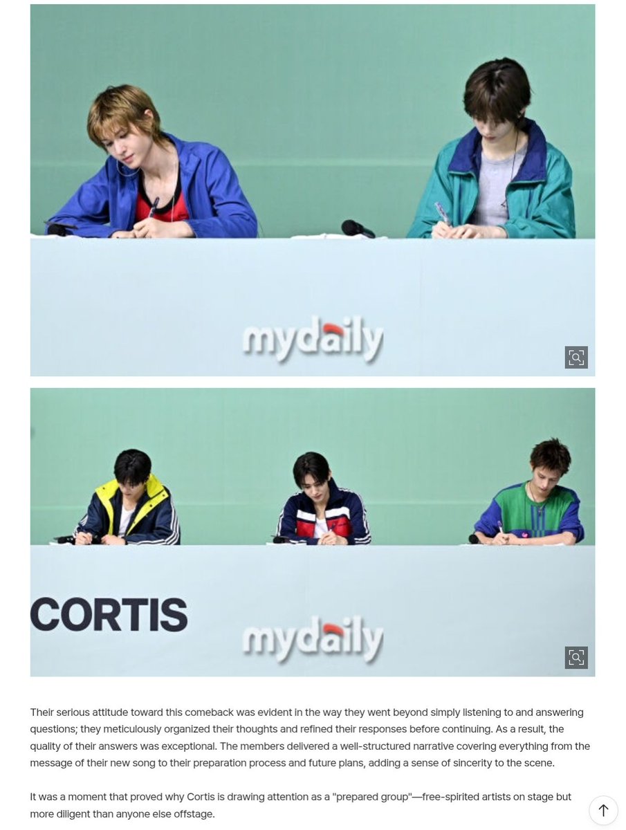 cortis filled the showcase venue with a “study hard mode”

as the q&amp;a session began, an unusual scene unfolded. as soon as reporters asked questions, the members picked up pens and started taking notes as if by prior agreement. their appearance, with their heads bowed as they