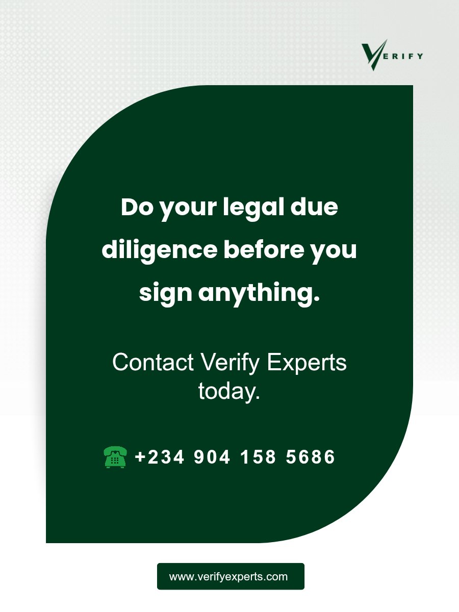 VExpertsNG's tweet image. Protect your investment. Verify before you commit.

...be double sure.

#VerifyExperts #DueDiligence #BusinessProtection #LegalVerification #BackgroundChecks