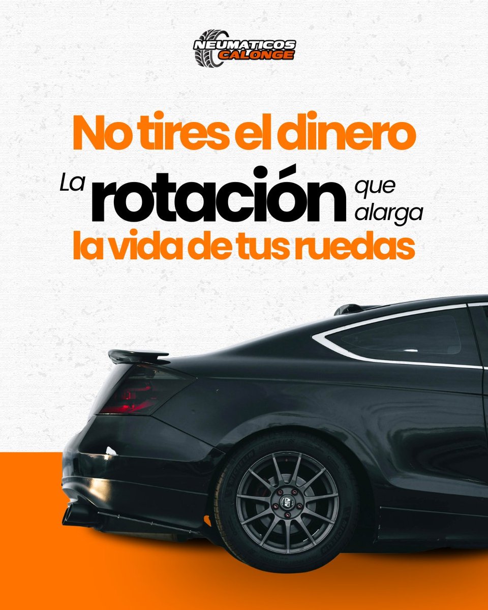 neumaticalonge's tweet photo. NO TIRES EL DINERO: LA ROTACIÓN QUE ALARGA LA VIDA DE TUS RUEDAS 🔄💰

Si quieres optimizar tu inversión, no esperes a que las ruedas delanteras se gasten del todo. Por el peso del motor, la tracción y los giros de la dirección, el eje delantero siempre sufre más 📉 https://t.co/2Blx1CVLwP