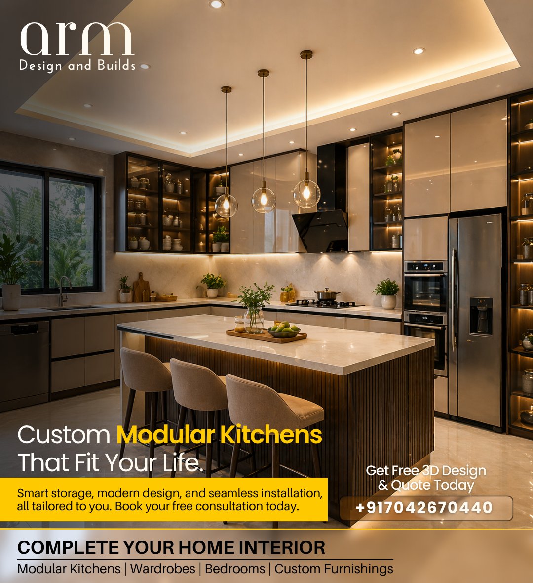 armdesign_build's tweet photo. Custom Modular Kitchens That Fit Your Life

✅ 100% Customized Designs
✅ Free 3D Kitchen Design
✅ 10+ Years Experience
✅ 500+ Happy Homes Delivered
✅ End-to-End Service (Design to Installation)

Book Free Consultation This Week
📞 Call/WhatsApp: +91-7042670440 https://t.co/au7Cr5wVLl