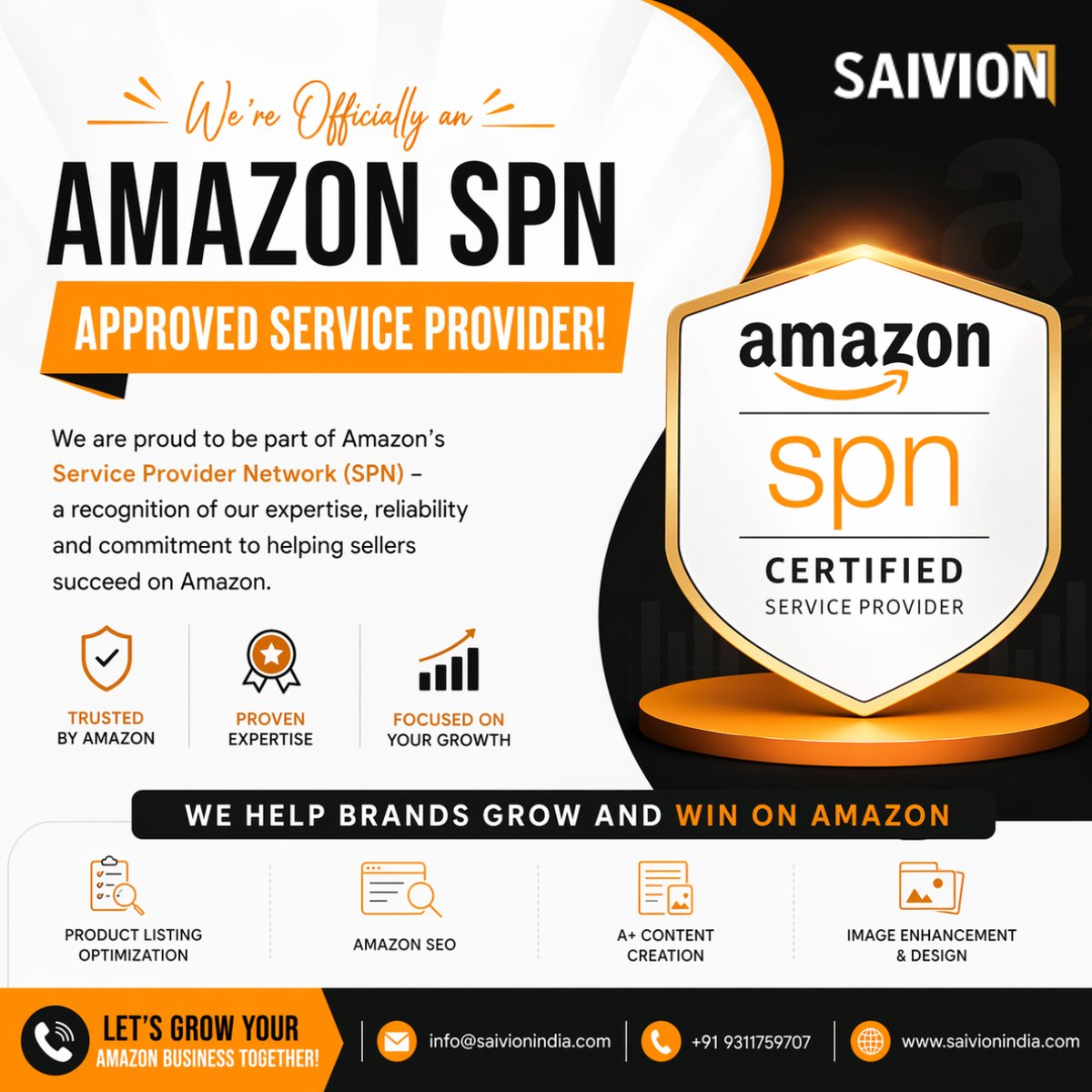 saivionindia's tweet image. Big news 🚀

We’re now an Amazon SPN Approved Service Provider
Trusted by Amazon. Focused on your growth.

📩 info@saivionindia.com
🌐 saivionindia.com

#AmazonSPN #Ecommerce #AmazonIndia #saivionindia