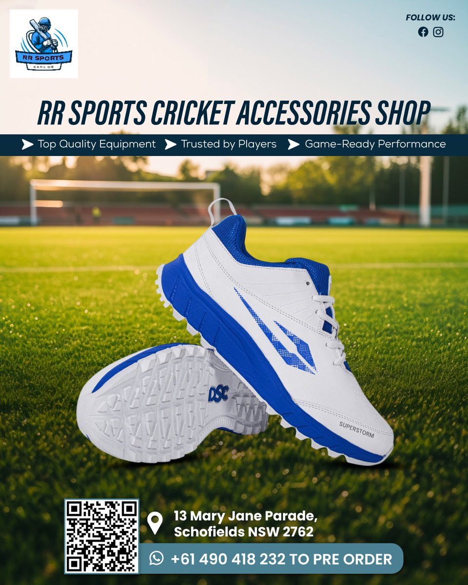 rrsportsau's tweet image. Step up your game with top-quality cricket footwear from RR Sports!

👉🏻 For more inquiries:
📞 +61 490 418 232
✉️ rrsportsschofields@gmail.com
📍 Visit us at: 13 Mary Jane Parade, Schofields NSW 2762

#RRSports #SportsStyle #CricketGear #CricketShoes #GameReady #SportsShop