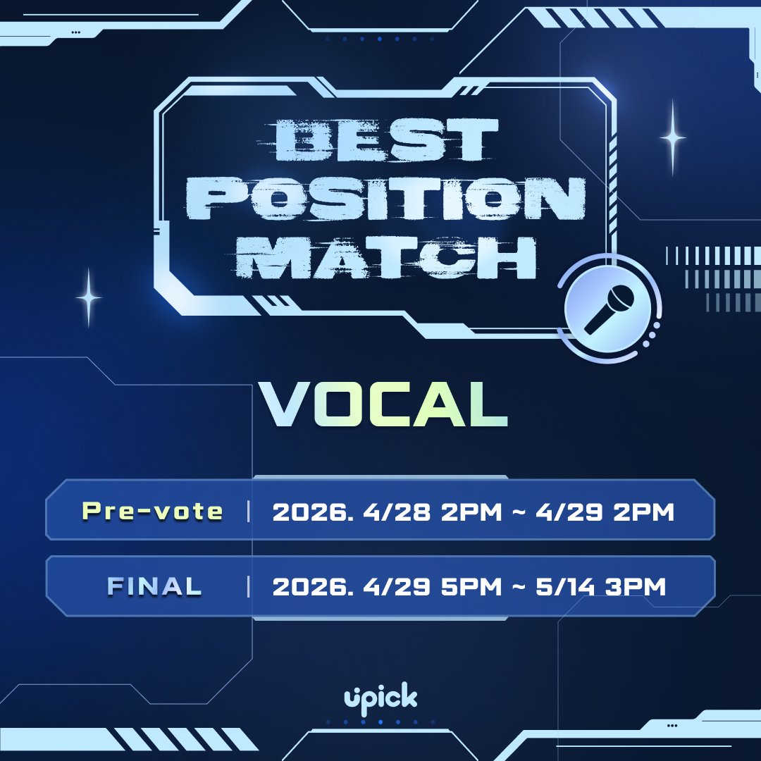 UPICK_twt's tweet image. 📢Vote for Best Idol #Vocal🎤

🗳️Twitter Pre-Vote
🗓️4/28 2PM~4/29 2PM

🗳️App Final
🗓️4/29 5PM~5/14 3PM
🏆Times Square Art canvas Yeongdeungpo